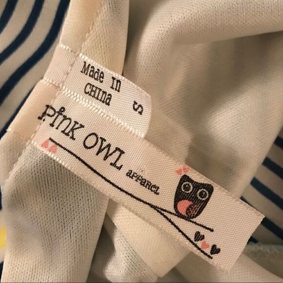 NWOT Pink Owl Striped Design Shift Dress Sz S - Picture 5 of 7